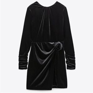 Zara black velvet dress with flower detail‎